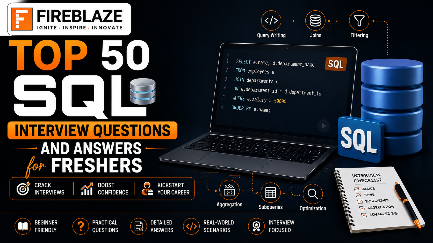 Top 50 SQL Interview Questions and Answers for Freshers SQL Interview Questions 